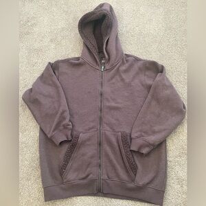 Aerie Medium Hooded Sherpa Lined Zip Up Long Sleeved Hooded Sweatshirt